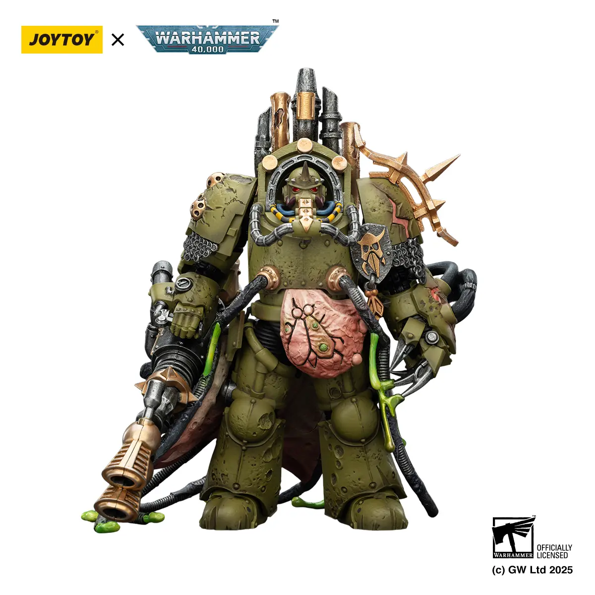 JOYTOY Warhammer 40,000 1/18 Death Guard Lord of Virulence Action Figure, Non-Toxic Minifigures with Power Fist and Twin Plague Spewer JT02908, Minifigures Action Figures, Non-Toxic Action Figures