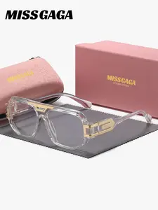 Missgaga 1 Piece Unisex Literary Vibe Full Frame Anti Blue Light Plano Glasses Exudes Refinement Geometric Frame Plano Glasses
