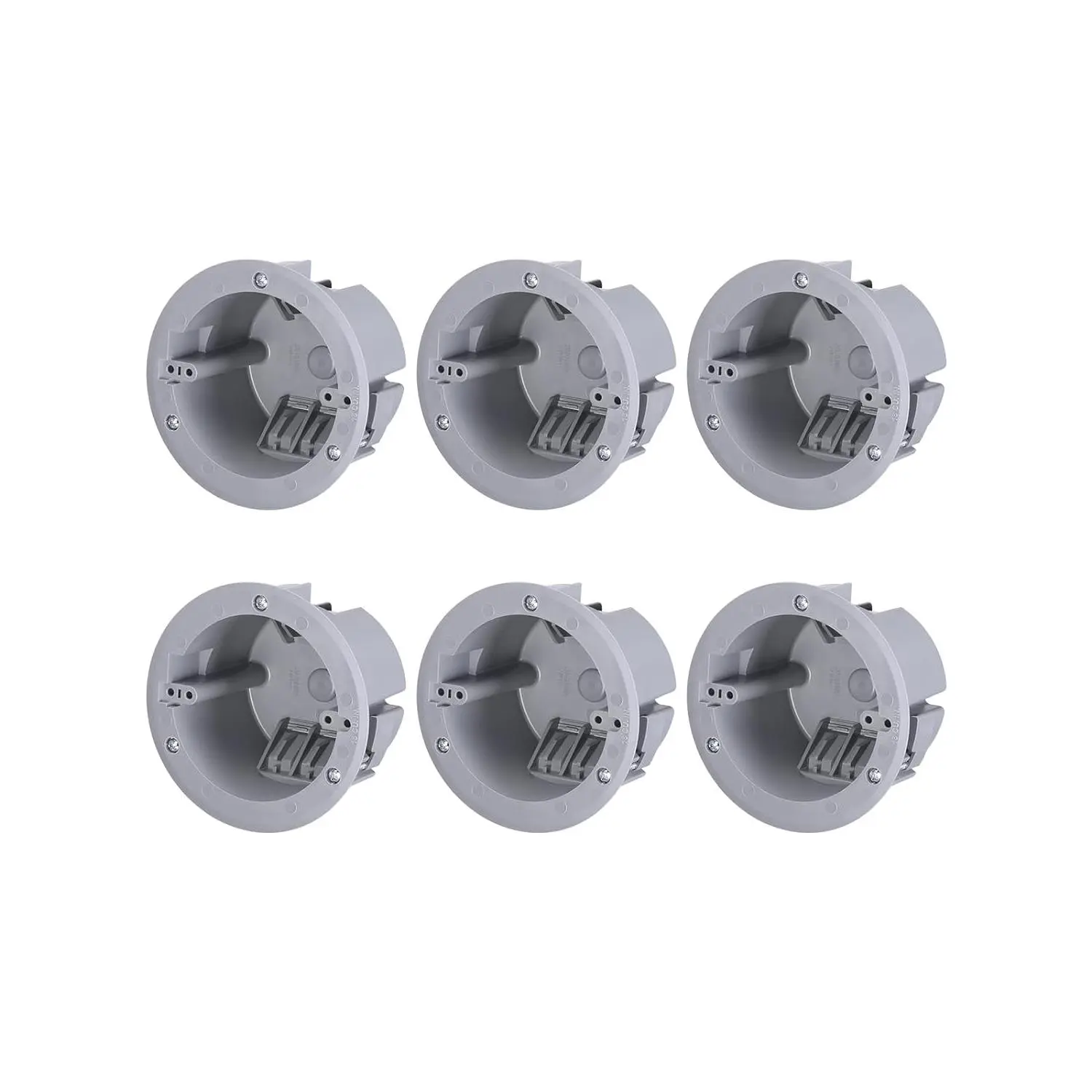 One Gang Old Work Round Electrical Outlet Box, 18 Cubic Inch Device Box, PVC Electrical Junction Box for Pendant, Fans, , ETL Listed, Gray, Pack of 6