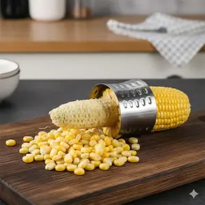 Stainless Steel Manual Corn Sheller Kit with Anti-Splash Design, Non-Slip Handle. Efficient Hand Crank Corn Stripper Tool for Kitchen & Camping, Portable Corn Husker & Kernel Remover for Home Use, Kitchen Gadgets