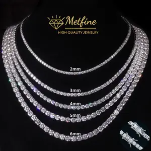 Metfine 3-6mm Tennis Necklace, 3-6mm Round Cubic Zirconia Classic Tennis Necklace 16-24 Inches Men's and Women's Gifts