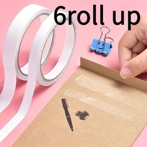 6 Rolls Double-Sided Tape, Strong Adhesive Tape for Art, Crafts, Card Making, Scrapbooking, Transparent Tape Strips, Wood Surface Friendly