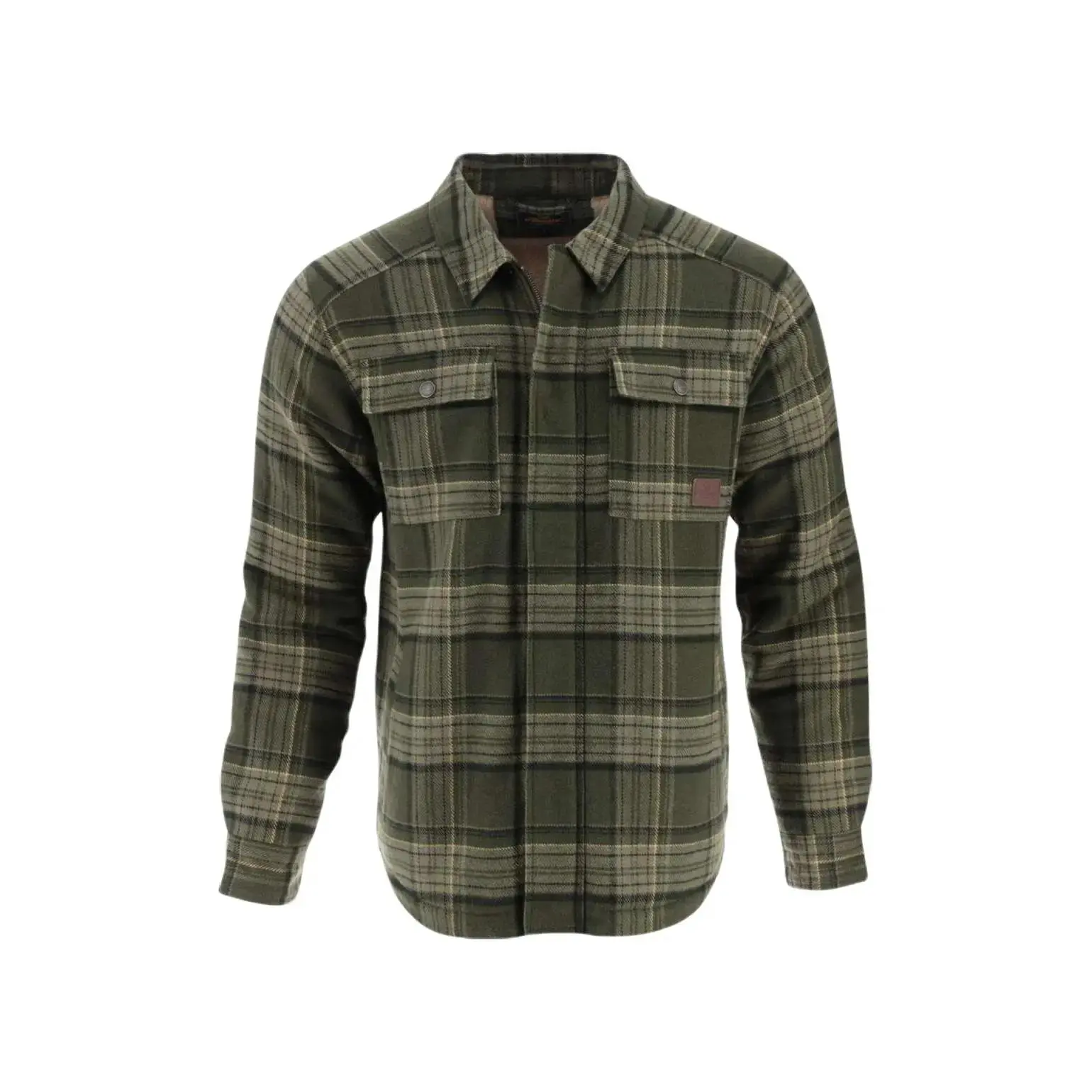Thorogood Merrill Men's Checked Longsleeve Heavyweight Berber-Lined Cotton-Polyester Shirt Jacket - Fitted Cut, Collared Neck, Quilted Liner, Zipper, Snap, Pocket, Durable Blend for Daily Wear, Casual, Wrinkle-Resistant, Cold Wash, Sleeve Closure, Natural