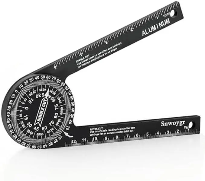 7 Inch Aluminum Miter Saw Protractor, Professional Angle Measuring Tool, Comes with Two Extra Straightedge Protractors for Woodworkers, Builders, Plumbers, Home DIY