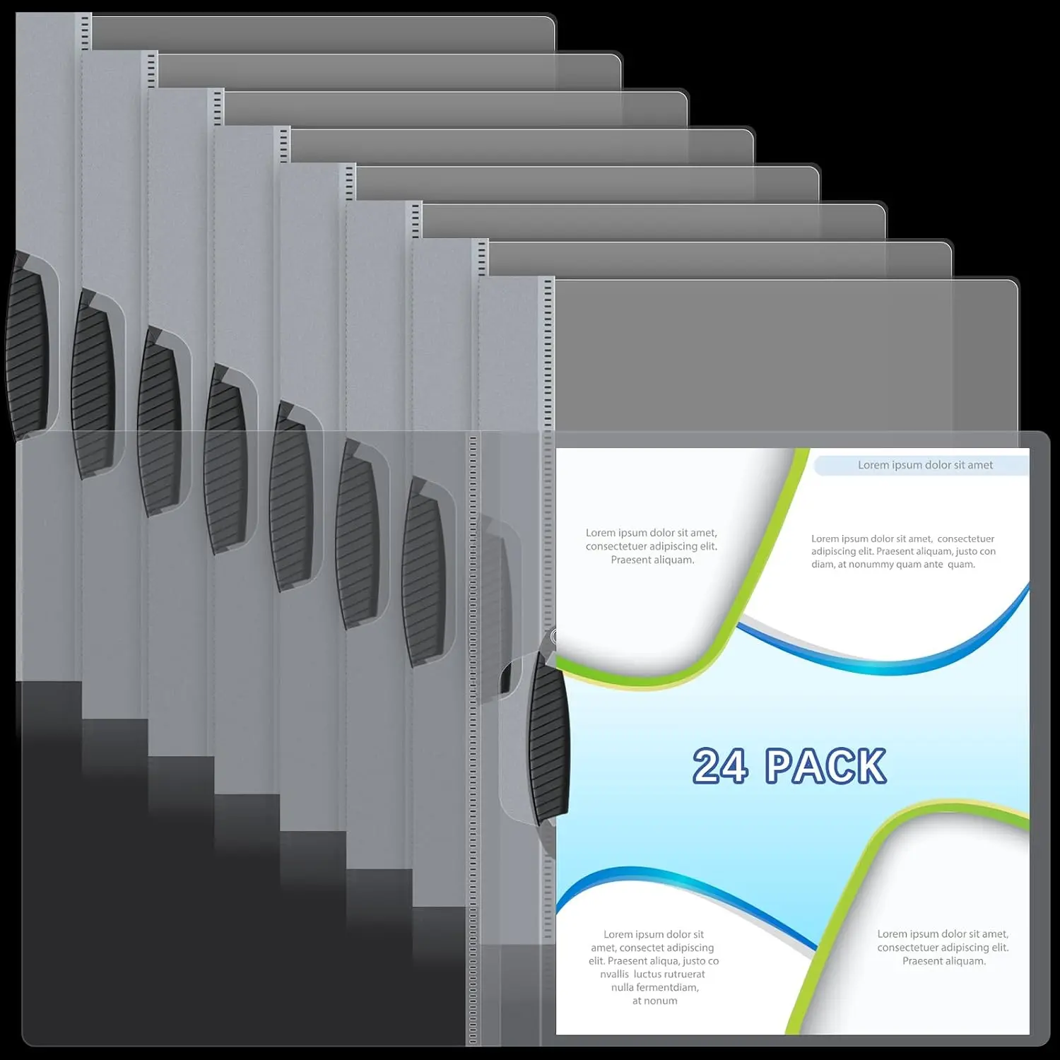24 Pcs Clear Report Covers with Sliding Bar and Clip, Presentation Folders for Documents, Resume, School, Office, Classroom and Business Files, 9.4 x 11.8 Inches