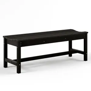 Outdoor Bench HDPE 2-Person - 800lbs Patio Garden Bench Weatherproof for Porch, Backyard, Poolside, Park Lawn, Curved Bench Seat for Comfort