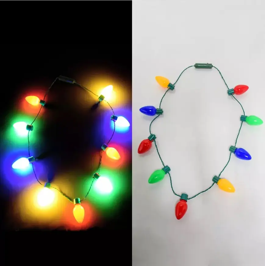 Christmas Light Glow Necklace – Festive LED Holiday Accessory for Kids and Adults, Perfect for Christmas Parties, Stocking Stuffers, School Events, Family Gatherings, Holiday Parades, and Adding Cheerful Glow to Any Celebration