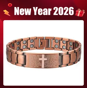 Women's 99.9% Pure Copper Magnetic Cross Bracelet 3500 Gauss Adjustable Hypoallergenic Wellness Jewelry Gift for Her