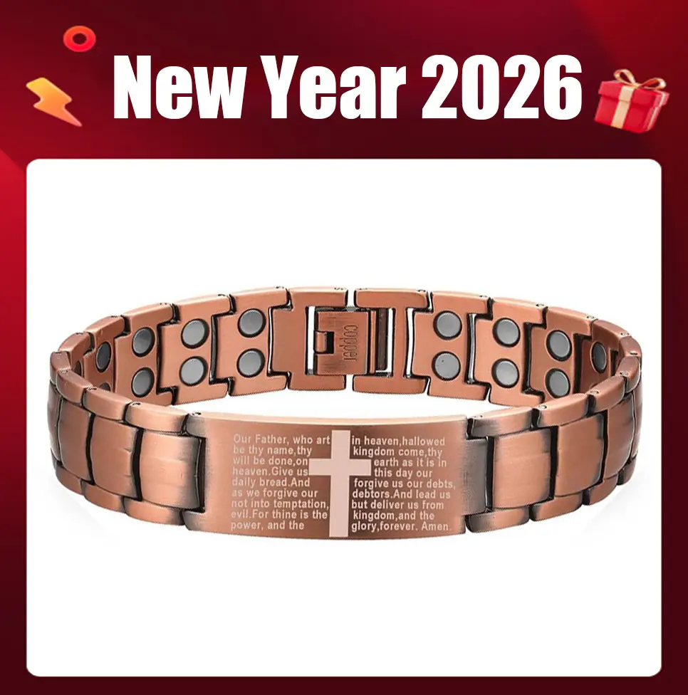 Women's 99.9% Pure Copper Magnetic Cross Bracelet 3500 Gauss Adjustable Hypoallergenic Wellness Jewelry Gift for Her