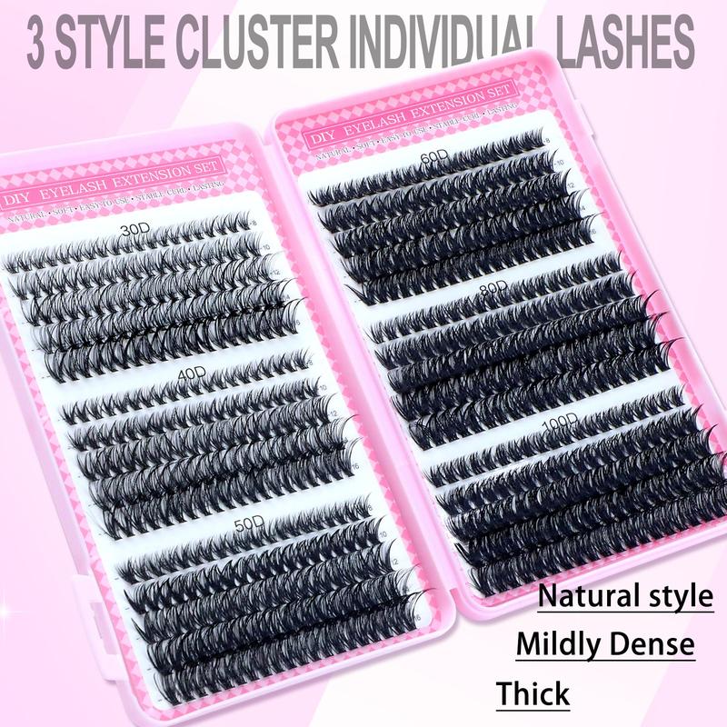 Natural Drifting Eyelash Clusters, Anime Style Lashes, Pointed Individual Extensions, C Curl Single Root, 8-16mm Bottom Cluster, DIY Home Use