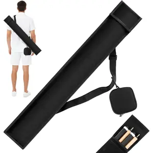 2 x 2 Pool Cue Case, Pool Stick Case for Holding 2 Butts & 2 Shafts, with Mini Zipper Storage Pouch, 32" Long Black Soft Billiard Cue Bag for Men and Women