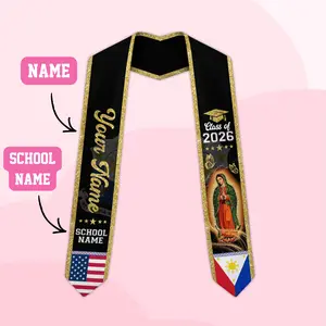 Custom Filipino Graduation Sash 2026, Philippines American Flag Stole 2026