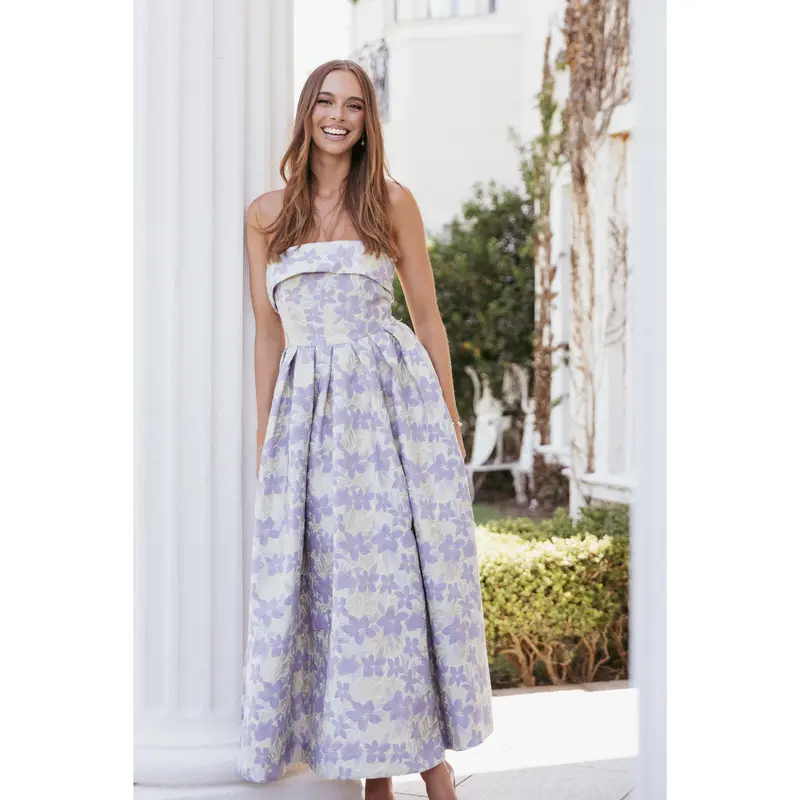 floral maxi midi dress Olivaceous-Blue Floral Midi Dress