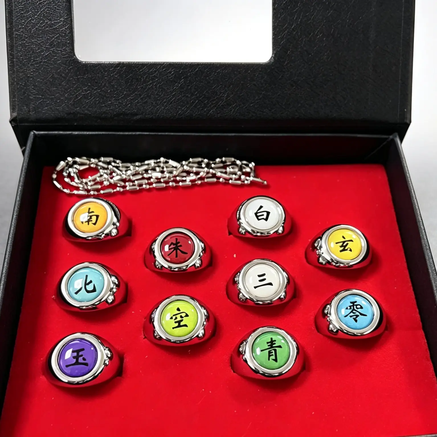 10-Piece Anime Ring Set, Elegant Stackable Fashion Rings with Engraved Symbols, Silver Metal Cosplay Jewelry Gift for Fans, Elegant Rings