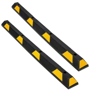 2 Pack 72" Heavy Duty Rubber Parking Curb, Garage Floor Wheel Stopper,55000 LBS Capacity Parking Stopper for Garage with Reflective Stripes for Vehicles Truck Driveway Protect Cars