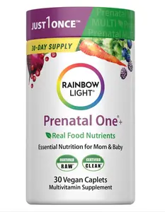Rainbow Light Prenatal Multivitamin One + for Women | 30 Caplets | Essential Nutrition for Mom & Baby | Real Food Nutrients | with Iron, Vitamins, Folate, Biotin and More