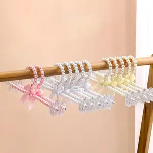 2-Pack Beaded Hangers, Beaded Clothing Hangers with Bowknot, Metal Elegant Standard Hangers for Women's Bridal Wedding Dresses, Coats, and Shirts