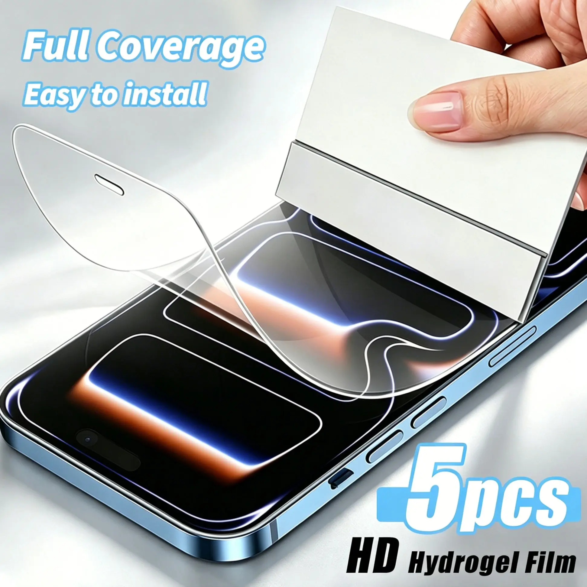 5 pcs Full Cover Hydrogel Film for iPhone 17 Pro Max/Air/16e/16/15/14/13/12/11/16 Pro Max/15 Pro Max/Plus Smartphone Screen Protector for iPhone 17 Pro Max/X/XS/XS MAX/XR Soft Protective Film Protection Accessories