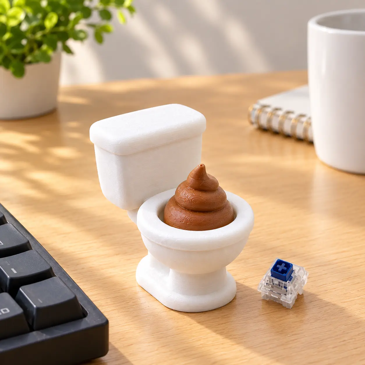 Mini Poop Toilet Fidget Clicker - 3D Printed Desk Stress Relief Toy, Mechanical Switch