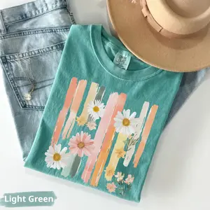 Comfort Colors  Spring Wildflowers T Shirt, Floral Brushstrokes TShirt, Spring Flowers, Summer T-Shirt Graphic Tee Womenswear Cotton Fabric Soft