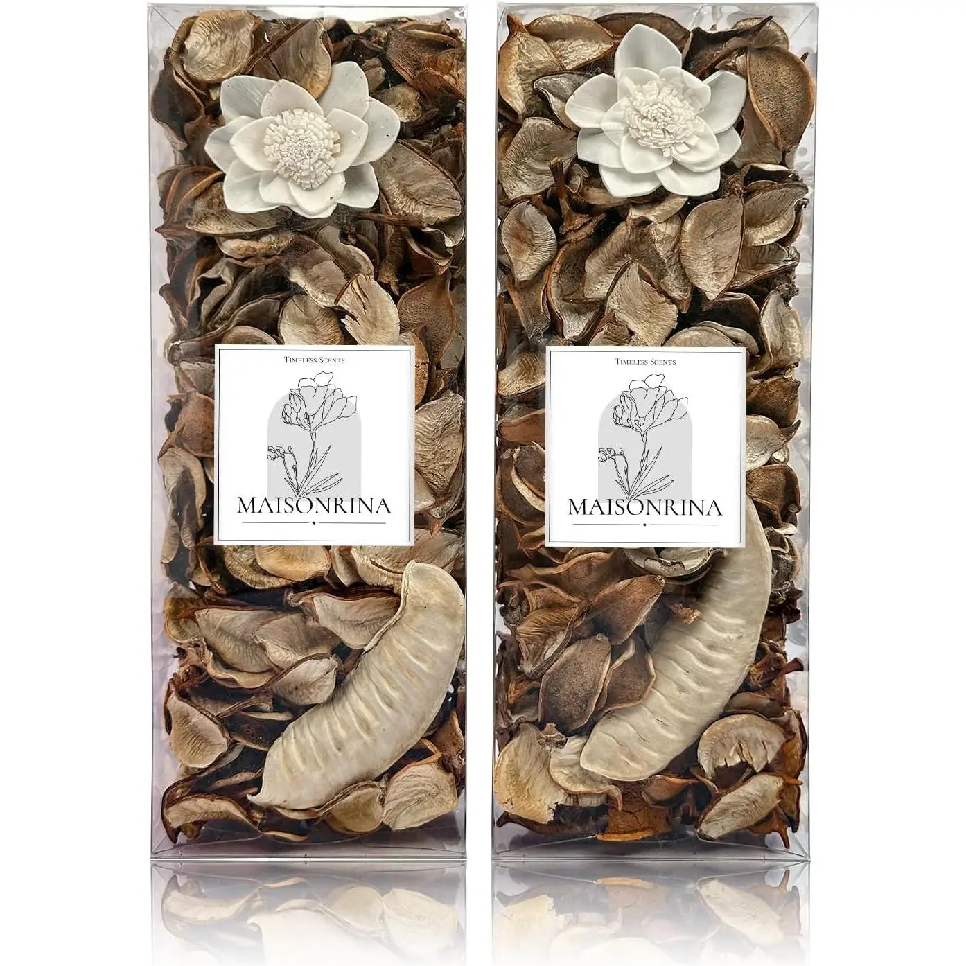 Spring Jasmine Scented Potpourri Bowl Filler White Decorative Dried Flower for Bathroom Vase Decor (10.5 oz 2 Packs)