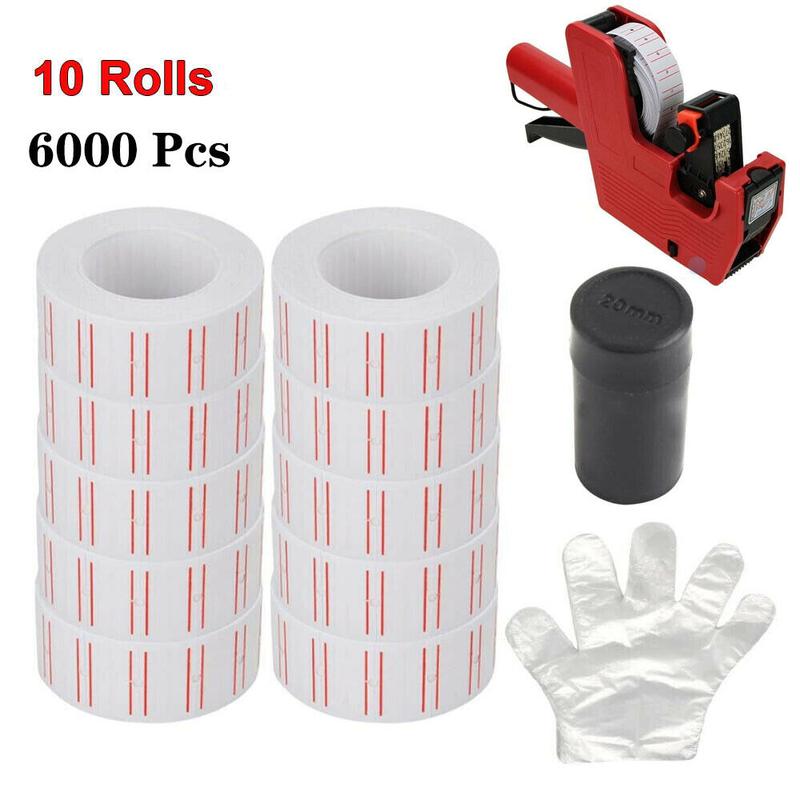 SJPACK Price Gun Labels 10 Rolls 6000pcs White Price Paper Tag Sticker Gun Labeller Refill for MX 5500