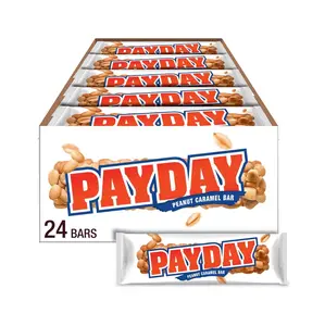 PayDay Peanut Caramel Bars – 24 Pack, 1.85 oz, Perfect Snack for Any Time, Easy to Share, Versatile and Convenient, Sweet Treat