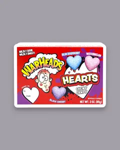 Limited Edition Warheads Hearts - Heart Shaped Chewy Candy - Black Cherry, Blue Raspberry, Watermelon Flavors - 3 oz - Sweet watermelon flavor super sour