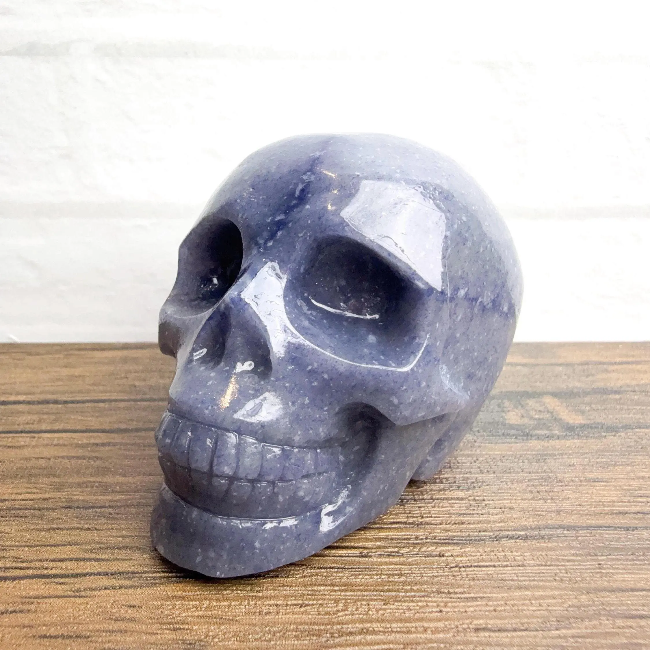 Blue Aventurine Skull Carving 3.25” – 11.4oz Polished Natural Crystal Skull | Hand Carved Stone Decor #47