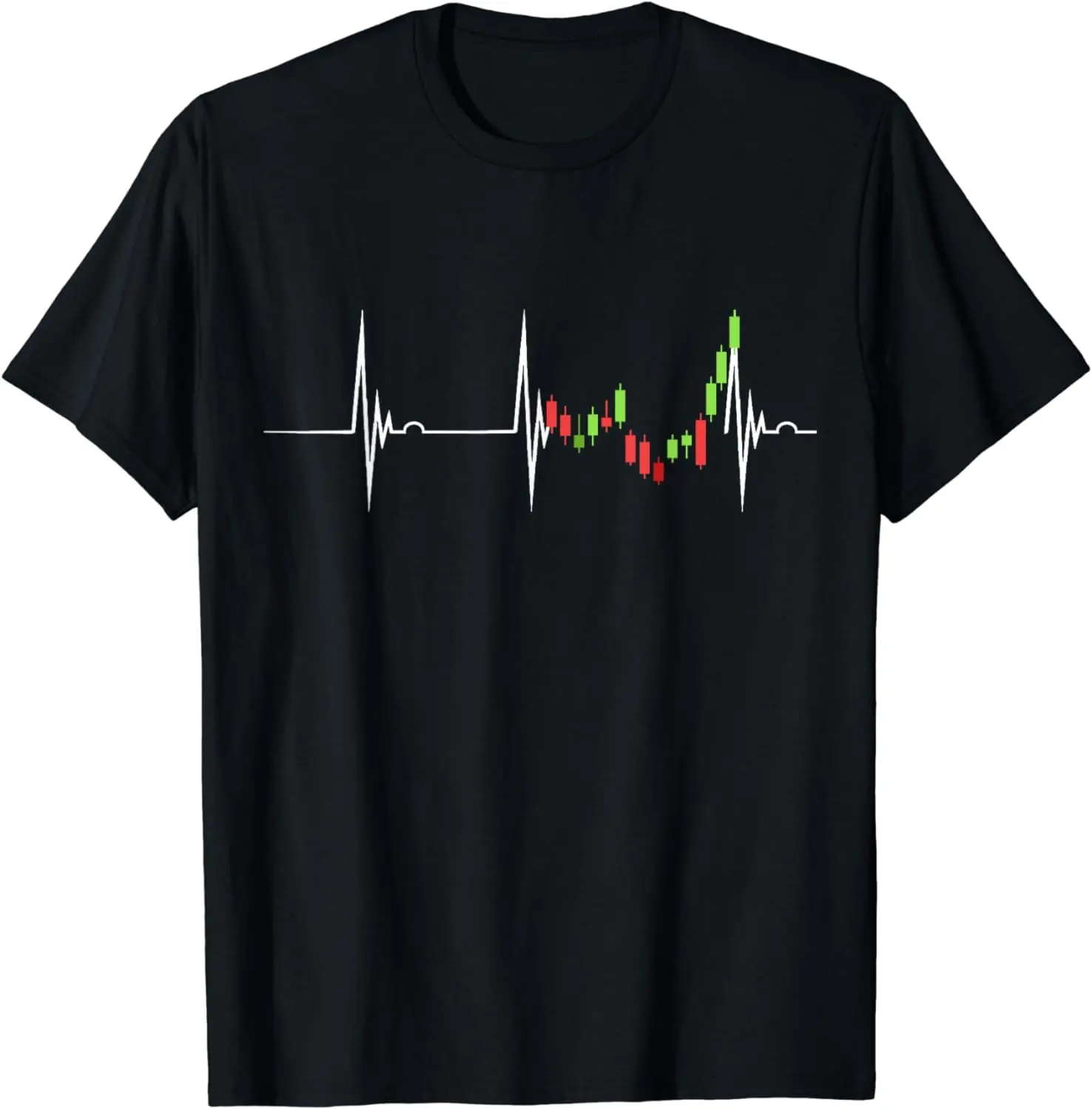 Day Trading Heartbeat EKG Pulse Stock Market Trader Summer Shortsleeve Cotton T-Shirt