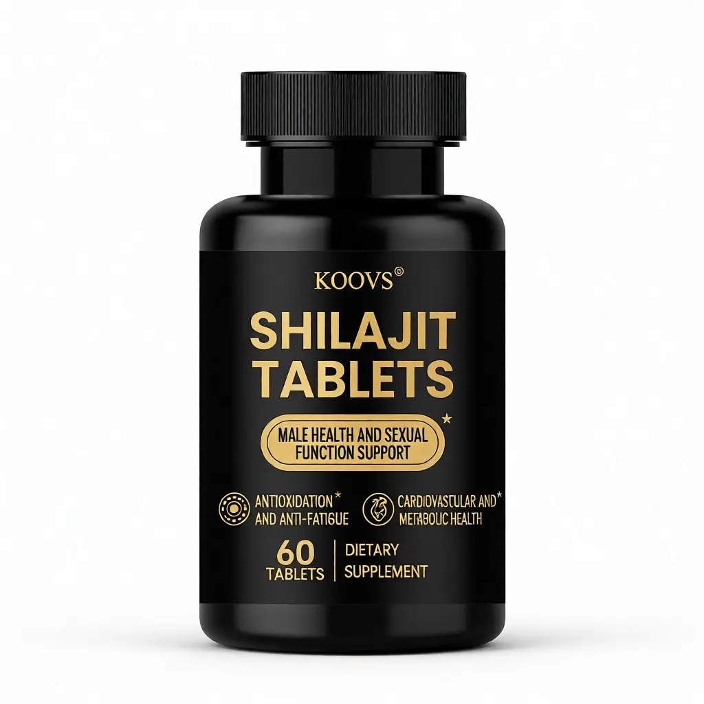 KOOVS Advanced Shilajit Formula Tablets | Himalayan Shilajit + Tongkat Ali + Tribulus Terrestris + Ashwagandha + Panax Ginseng | Natural Male Vitality Supplement | 60 Tablets