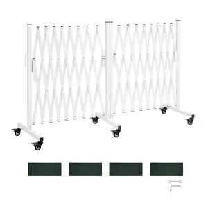 【FathersDayGift】VEVOR Double Expandable Barricades, 18FT Expandable Safety Barrier, 0-180 °   Rotatable Mobile Barricade with Locking Casters, Portable Folding Security Gate Traffic Fence for Patio Garden Stairway