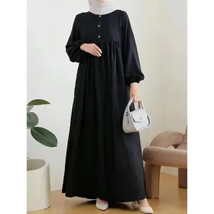 Women's Graphic Print Long Sleeve Abaya, Modest Casual Long Dress for Daily Wear, Ladies Islamic Clothing for All Seasons