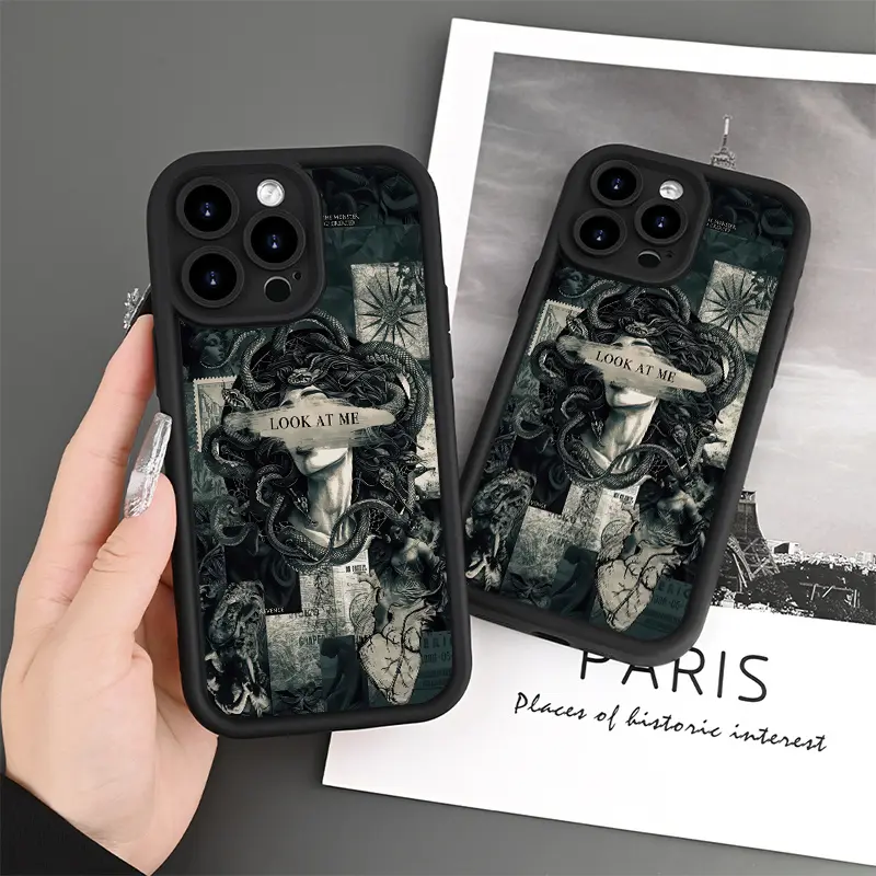 Retro Horror Medusa Snake Design Smartphone Casing - Brand-New Cellphone Cover & Accessory Compatible with iPhone 16,15,14,13,12,11 Pro Max, Plus,8,7,SE2,SE3,XS,XR