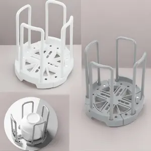 Zhengwanhh09j Expandable Dish Rack for Kitchen Counter Stackable Plate Storage Shelf Rustproof Utensil Drainer Organizer Gray & White Adjustable Size 20.5x20.5x14.5 cm