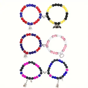 6Pcs Spider Halloween themed Cute Cat Bracelets: Matching Jewelry Ideal for Adults, Teens as Gifts for Lovers, Family and Friends