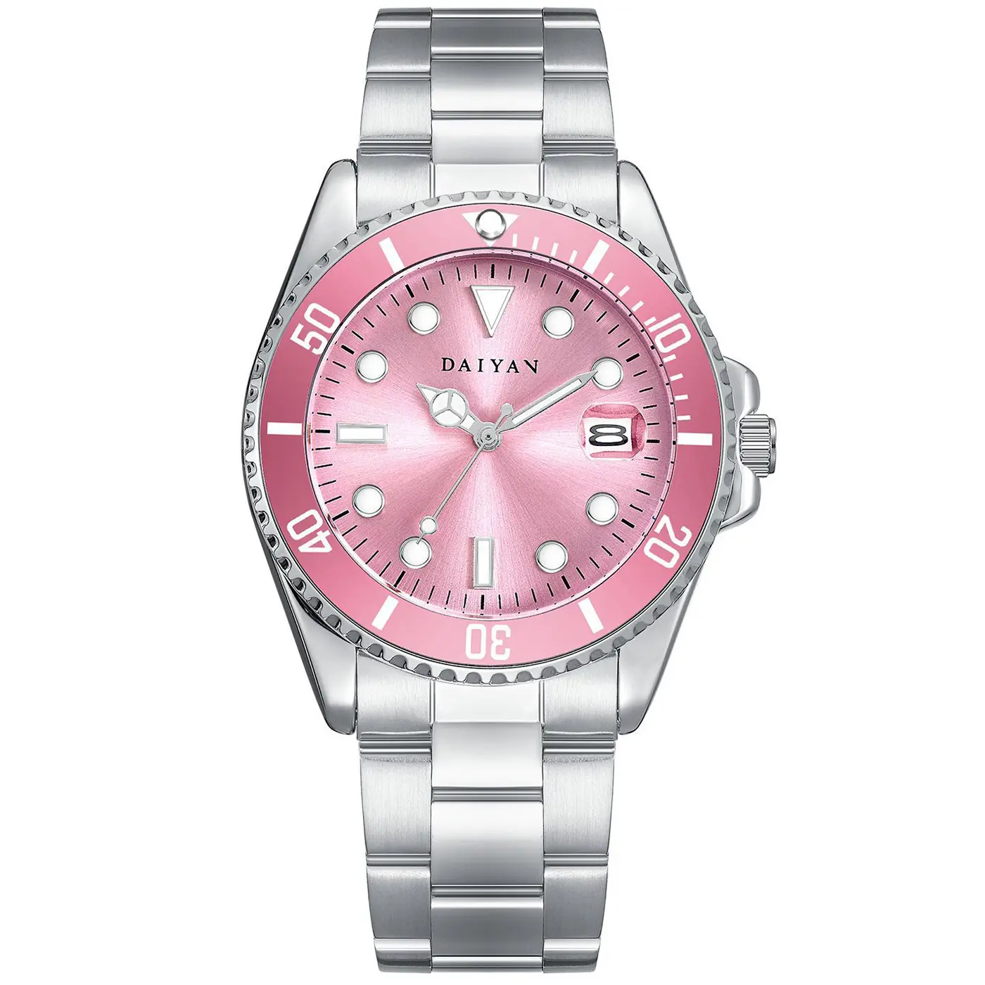 Women's Fashion Diver-Style Japanese Quartz Watch - 38mm Analog Display, Luminous Hands, Date Window, 30M Water Resistant, Silicone/Stainless Steel Strap with Clasp, Fashion Accessories for Women, Date Display