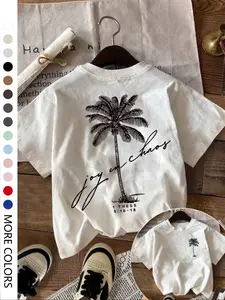 Women's Coconut Tree Print Tee, Casual Lightweight Short Sleeve Round Neck T-shirt for Daily Wear, Ladies Sleepwear for All Seasons, Summer Top