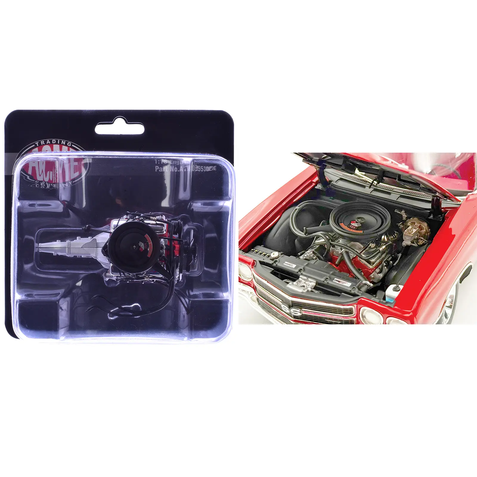 454 LS6 Engine and Transmission Replica from "1970 Chevrolet Chevelle SS" 1/18 Model by ACME