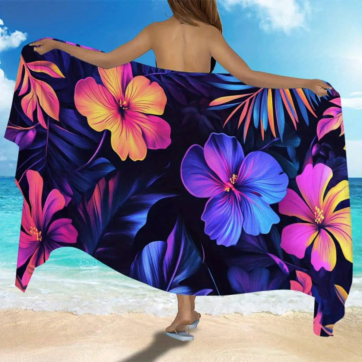 Printed beach towel, microfiber swimming quick-drying absorbent bath towel