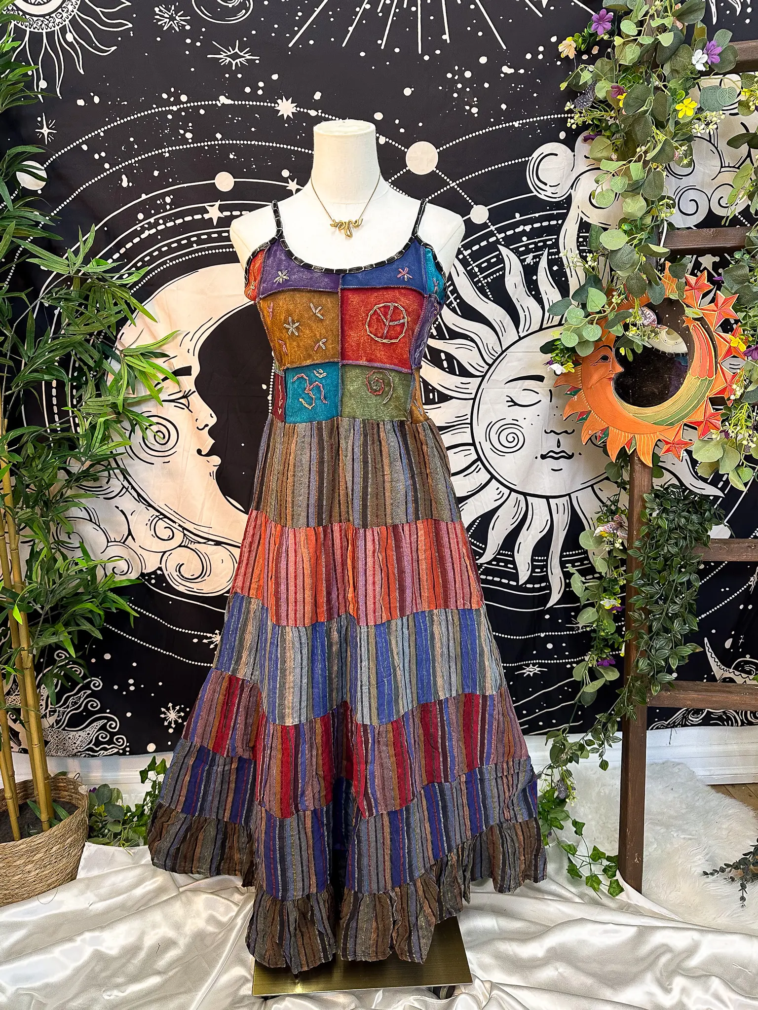 Patchwork Flowy Cotton Dress, Handmade Long Maxi Dress, Cottage Core  Whimsical Earthtone Outfits, Hippie Fashion,Boho Gypsy Sleeveless Dress -  TikTok Shop