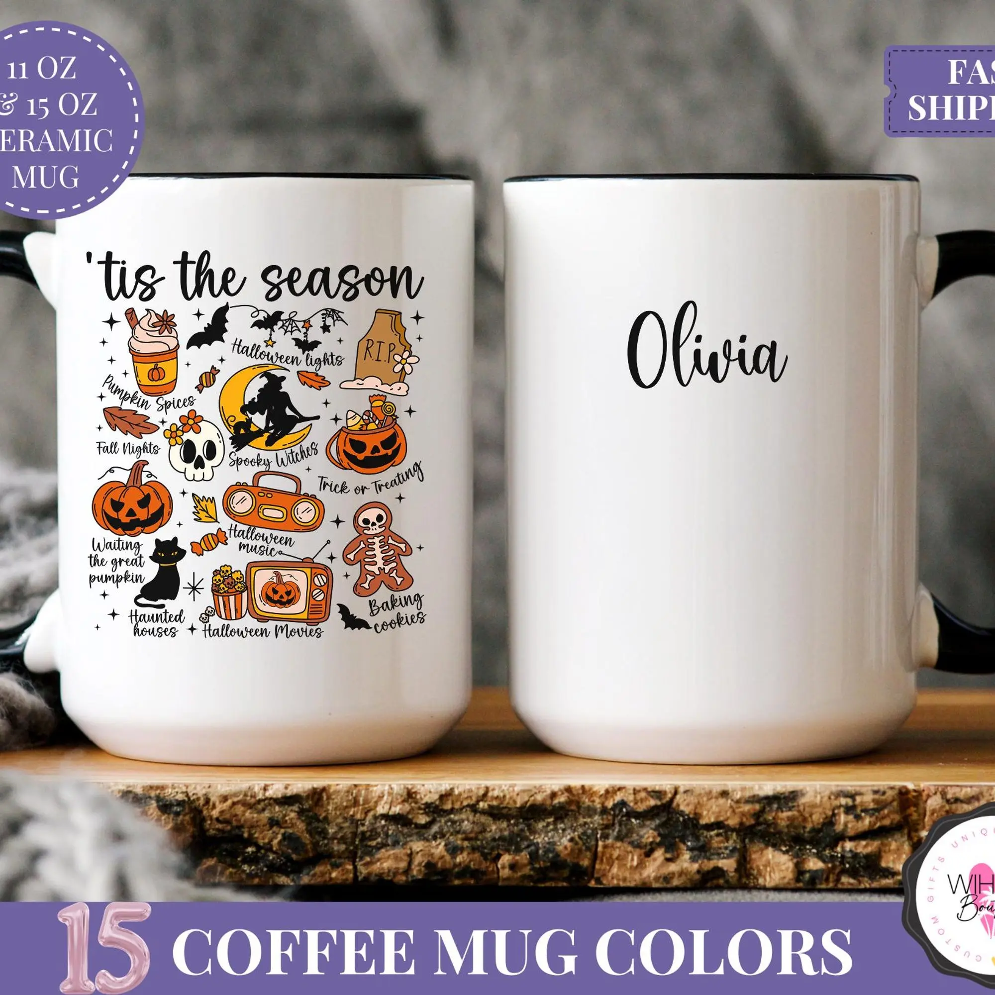 Personalized Halloween Mug Tis The Season Fall Coffee Mug Cute Spooky Season Gift Custom Name Mug Halloween Aesthetic Mug Pumpkin Lover