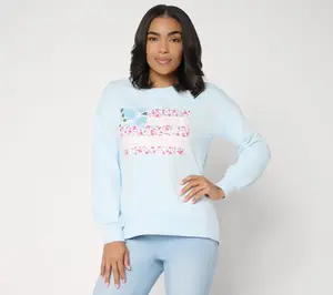 Belle by Kim Gravel Vintage Floral Patchwork Flag Sweatshirt