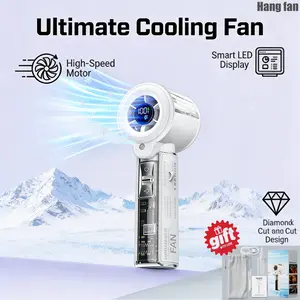 Hangfan High-Speed ​​Portable Handheld Fan — Misting Turbo Fan — USB Rechargeable with Powerful Airflow for Rapid Cooling — Features a 3000mAh Battery & Large-Capacity Water Tank — Versatile for Travel, Camping, Outdoors, Beauty Routines, and Daily Use