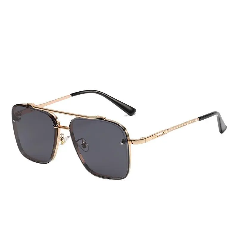 2026 New Men's Transparent Blue Sunglasses – Retro Double-Bridge Style for Driving and Travel (UV Protection) Fashion