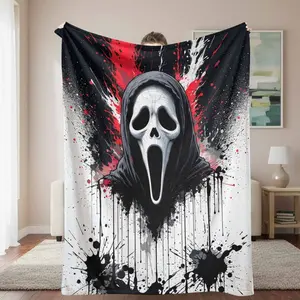Abstract Print Gothic Dark Art Graphic Halloween Flannel Blanket - Horror Splash Ink Design, Soft Warm Durable Decorative Throw, Perfect for Living Room, Gift for Art Lovers, Abstract Print Blankets, Art Graphic Blankets