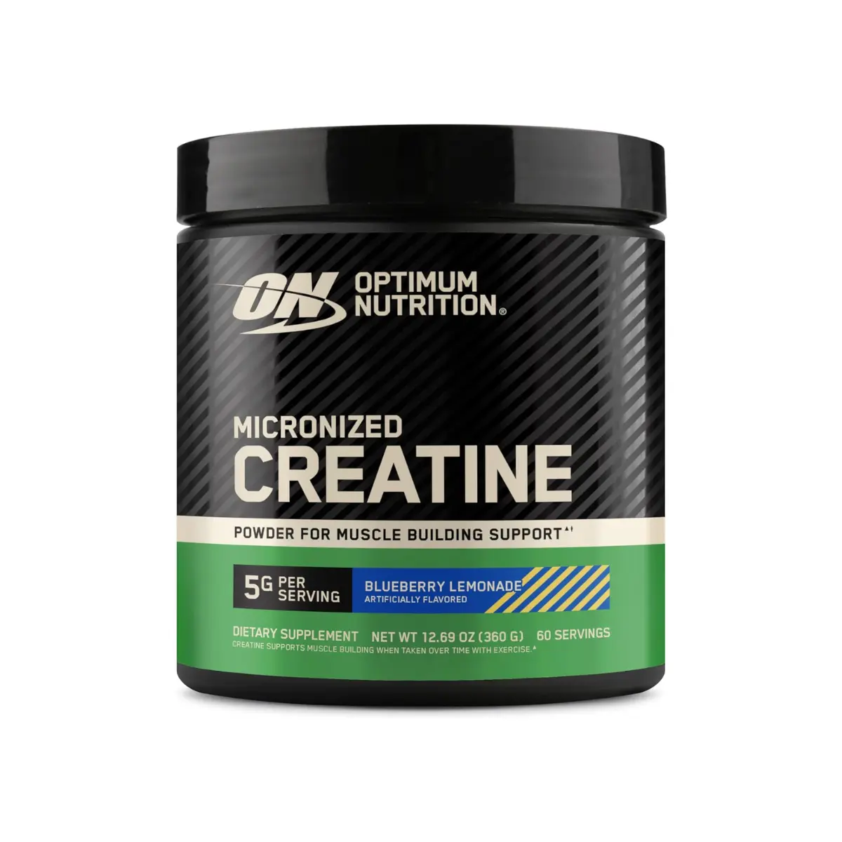 Optimum Nutrition Creatine, Micronized Creatine Monohydrate Powder, Supports Strength & Recovery, Banned Substance Tested, Blueberry Lemonade Flavor, 5g per serving, 60 Servings