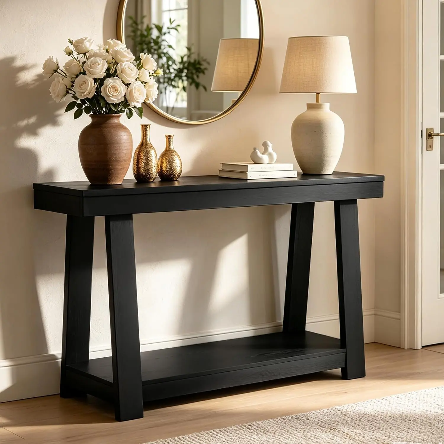 43.5" Console Table, 2-Tier Entryway Table with 500lb Capacity - Narrow Sofa Table for Small Spaces, Hallway, Living Room
