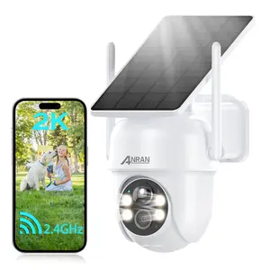 ANRAN Security Camera Wireless Outdoor,2K Solar Camera with 360° View,2.4G WiFi,Smart Siren,Color Night Vision,PIR Human Detection,Pan Tilt,2-Way Talk