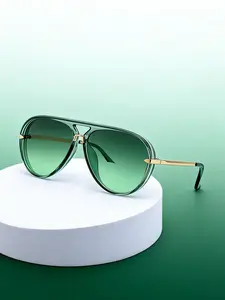 Vintage Style Large Frame Gradient Pilot Flat Top Sunglasses, Trendy Casual Uv400 Protection, Fashionable All Season Eyewear